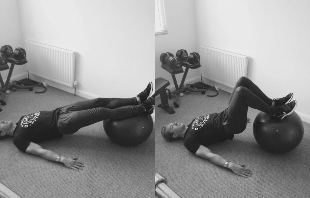 Hamstring curl on fitness ball