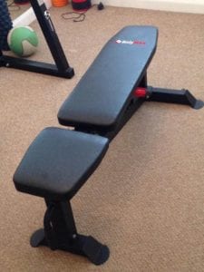 weights bench in home gym