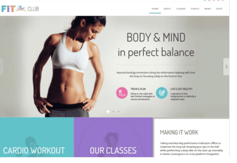  Fitness Club – A dedicated health and fitness theme